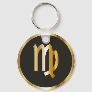 Llavero Rótulo Virgo Zodiac, Keychain Black & Gold