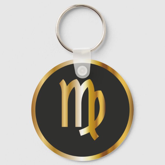 Llavero Rótulo Virgo Zodiac, Keychain Black & Gold (Anverso)