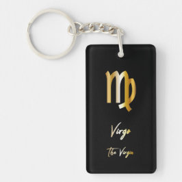 Llavero Rótulo Virgo Zodiac, Keychain Black & Gold