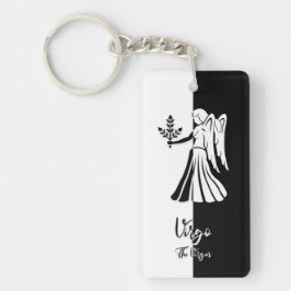 Llavero Rótulo Virgo Zodiac, Keychain Blanco y Negro