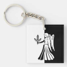 Llavero Rótulo Virgo Zodiac, Keychain Blanco y Negro