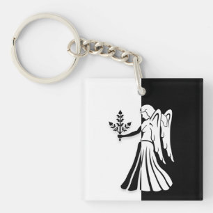 Llavero Rótulo Virgo Zodiac, Keychain Blanco y Negro