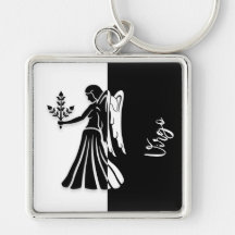 Rótulo Virgo Zodiac, Keychain Blanco y Negro