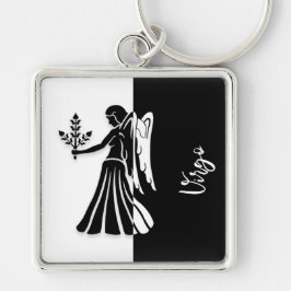 Llavero Rótulo Virgo Zodiac, Keychain Blanco y Negro