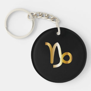 Llavero Rótulo Zodiac Capricornio, Keychain Black & Gold