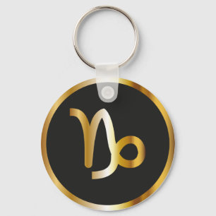 Llavero Rótulo Zodiac Capricornio, Keychain Black & Gold