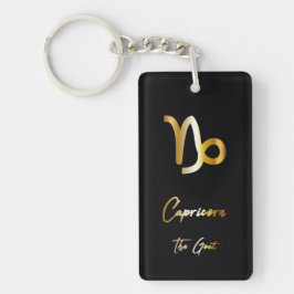 Llavero Rótulo Zodiac Capricornio, Keychain Black & Gold