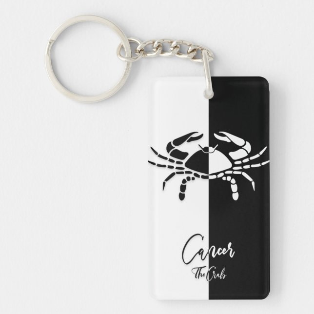 Llavero Rótulo Zodiac contra el cáncer, Keychain negra y b (Frente)