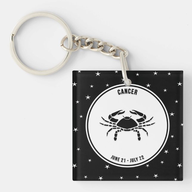 Llavero Rótulo Zodiac contra el cáncer, Keychain negra y b (Frente)