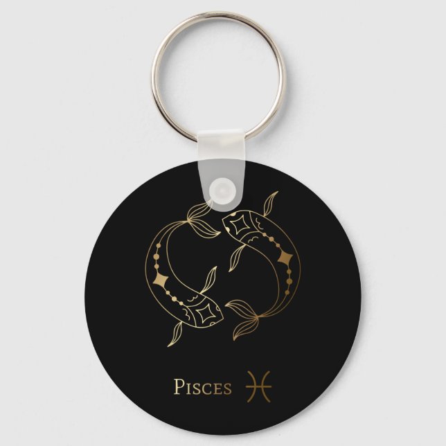 Llavero Rótulo Zodiac Gold/Keychain Pisces (Anverso)