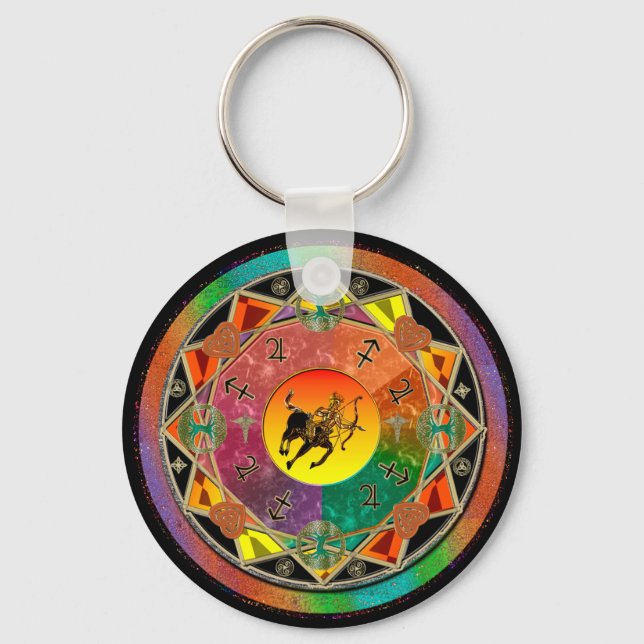 Llavero Rótulo Zodiac Sagittarius Mandala Keychain (Anverso)
