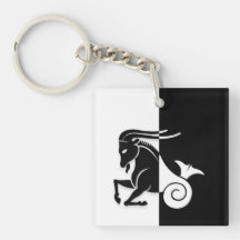 Rótulo Zodiaco Capricornio, Keychain Blanco y Negr