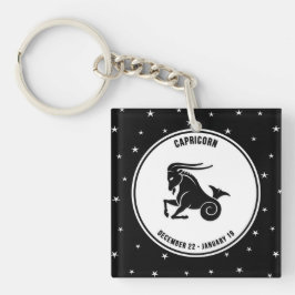 Llavero Rótulo Zodiaco Capricornio, Keychain Blanco y Negr