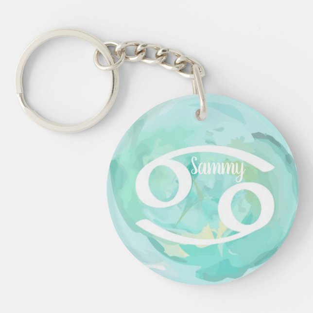 Llavero Rótulo Zodiaco de acuarela personalizada para el c (Frente)