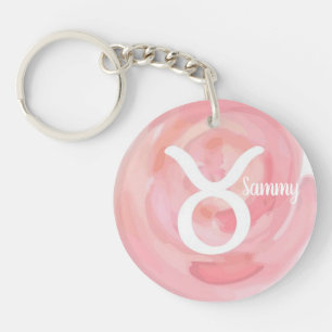 Llavero Rótulo Zodiaco de acuarela personalizada Taurus