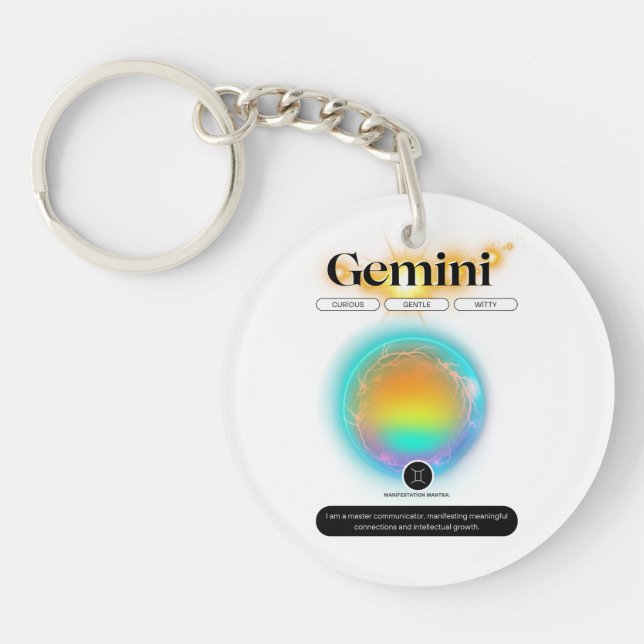 Llavero Rótulo Zodiaco moderno Elemento Aire De Cita Gemin (Frente)