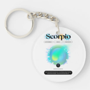 Llavero Rótulo Zodiaco Moderno Elemento Escorpio Cita Agua