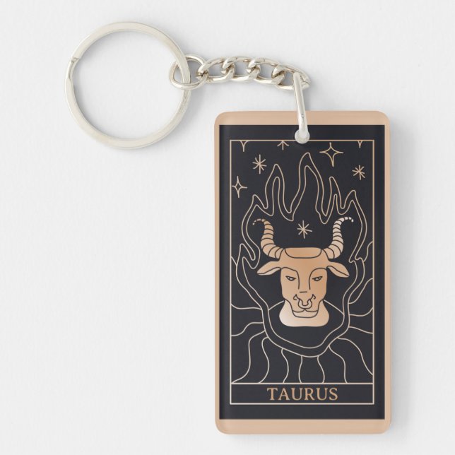 Llavero Rótulo Zodiaco Taurus Negro Personalizado (Frente)