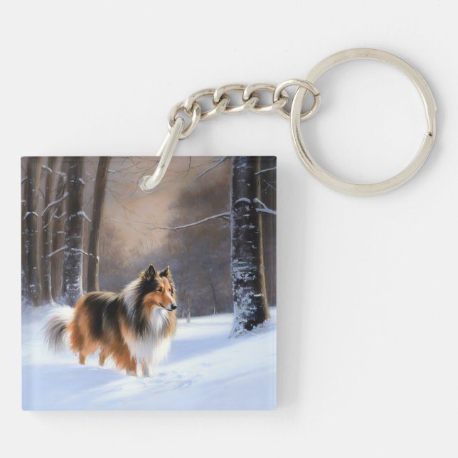 Llavero Rough Collie Deja Que Nieva Navidades (Atrás)