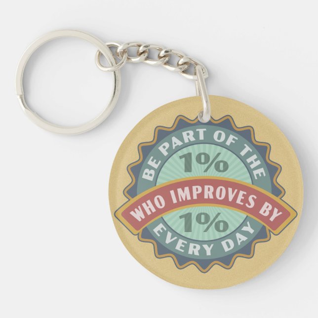 Llavero Round Motivational Improve One Percent Daily (Frente)