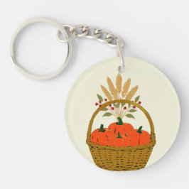 Llavero 🔑 **Round Pumpkins & Wheat Basket Keychain