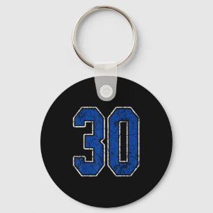 Llavero Royal Blue And White Número 30 Jersey Player Unifo