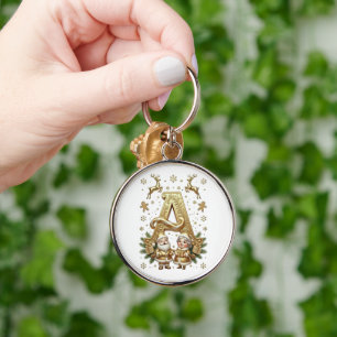 Llavero Royal Gold Letter A Luxury Unisex Silver Keychain