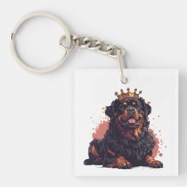 Llavero Royal Rottweiler Dog Queen Crown (Frente)