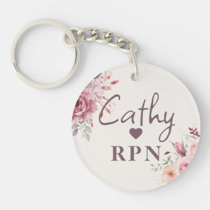 Llavero RPN Floral Personalizado    Nombre y Iniciales Per