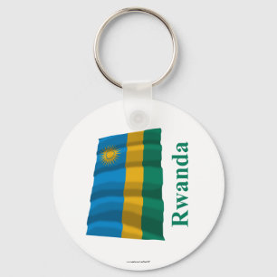 Llavero Ruanda ondeando la bandera con el nombre