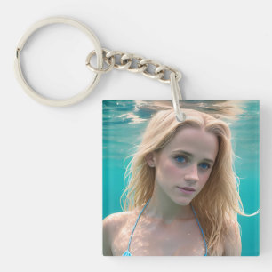 Llavero Rubia en un bikini bajo el agua