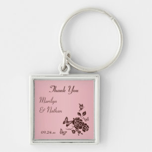 Llavero Rubor Pink and Brown Floral Premium Wedding Favor