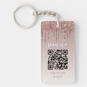 Llavero Rubor Pink Driding Purpurina QR Code Business