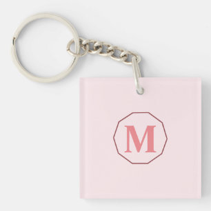 Llavero Rubor Pink elegante monograma personalizado