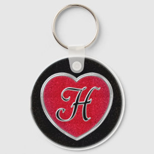 Llavero Ruby and Onyx Heart Monogrammed Keychain