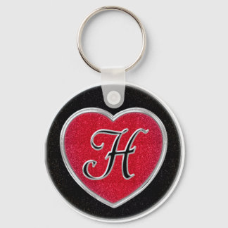 Llavero Ruby and Onyx Heart Monogrammed Keychain
