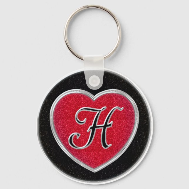 Llavero Ruby and Onyx Heart Monogrammed Keychain (Anverso)