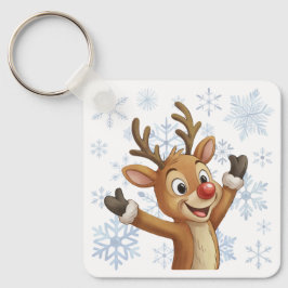 Llavero Rudolph con copos de nieve azules