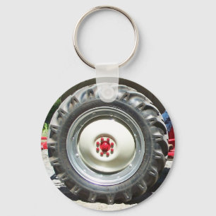 Llavero rueda de tractor rojo gris