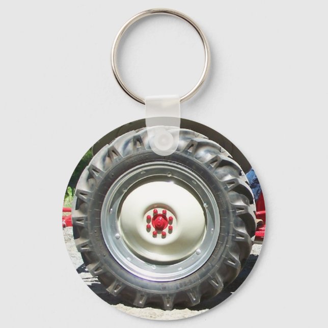 Llavero rueda de tractor rojo gris (Anverso)
