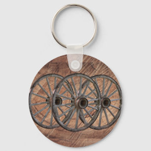 Llavero Ruedas de vagón de madera de época