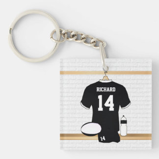 Llavero Rugby personalizado en blanco y negro