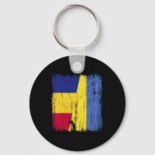 Llavero Rumania Ucrania Media Bandera Herencia Rumana Ucra