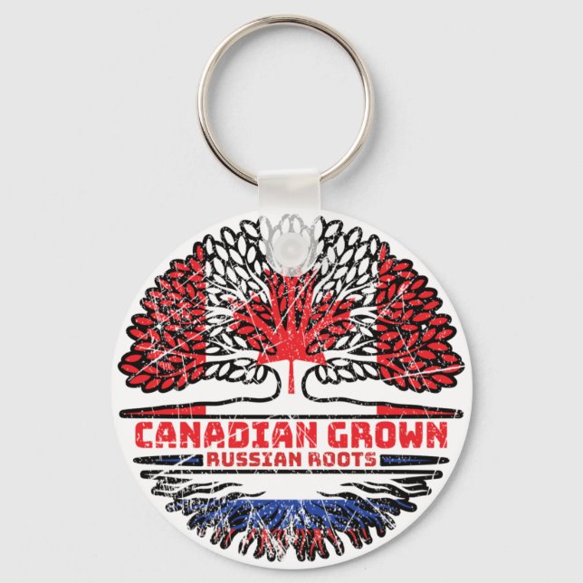 Llavero Rusia Bandera de raíces rusas de árbol canadiense  (Anverso)