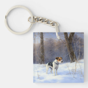 Llavero Russell Terrier deja que nieve Navidades