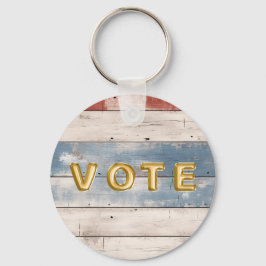 Llavero Rustic Americana Wood Plank Vote