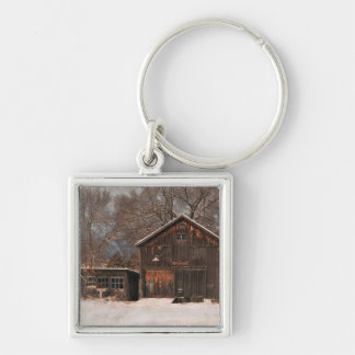 Llavero Rustic Barn & Cottage Vintage Snow Scene