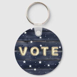 Llavero Rustic Blue Wood Stars  Vote