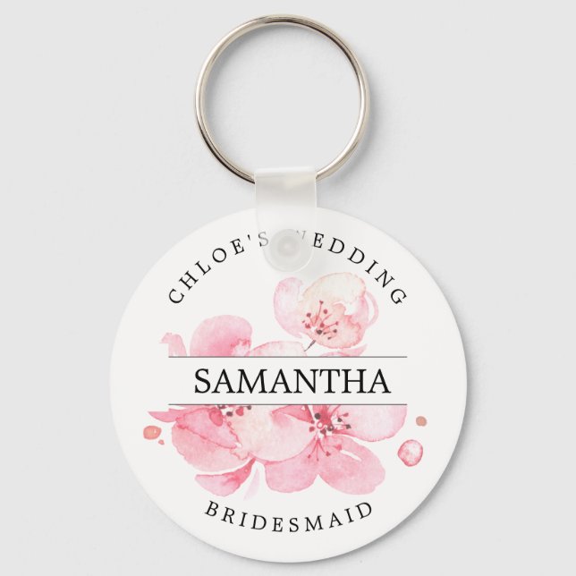 Llavero Rustic Chic Blush Pink Floral Personalized (Anverso)
