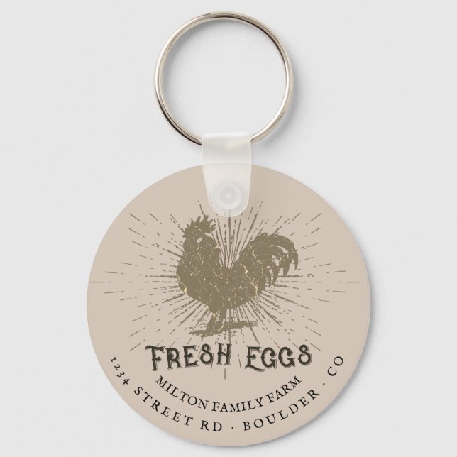 Llavero rustic decorative script farmhouse kraft monogram (Anverso)